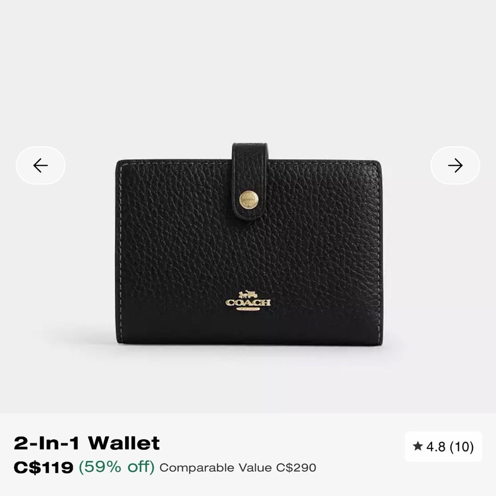 Coach bifold 2-In-1 Wallet card case holder Black EUC.
Details on last image